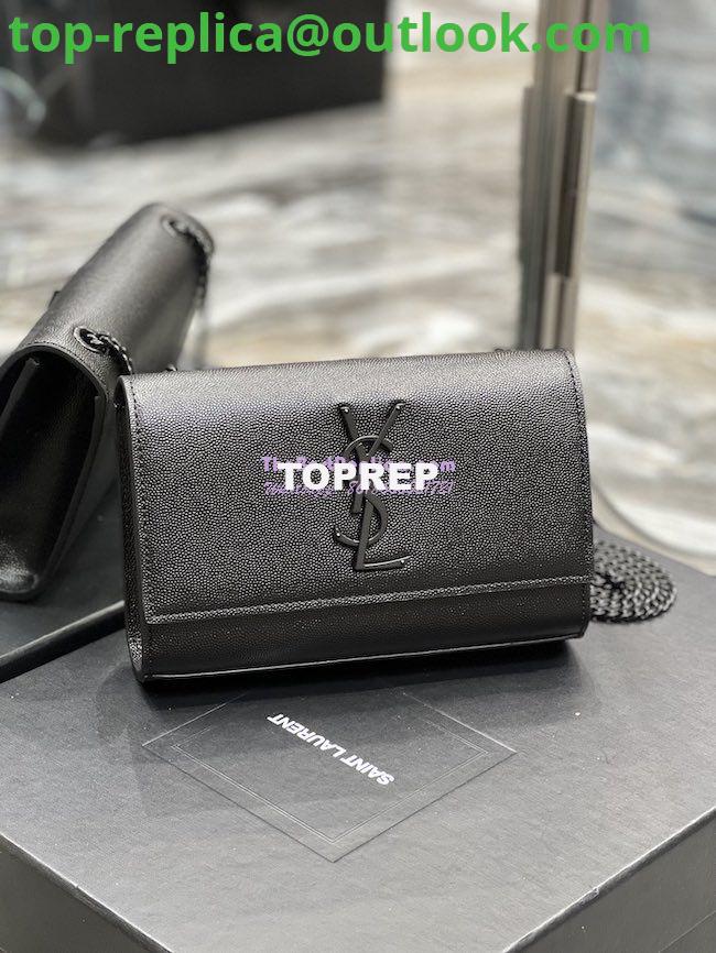 Replica YSL Saint Laurent Kate small chain bag in grain de poudre embossed leather 469390 Black All Black 2 Replica YSL Saint Laurent Kate small chain bag in grain de poudre embossed leather 469390 Black All Black 2