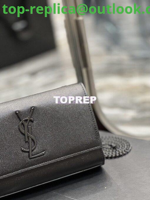 Replica YSL Saint Laurent Kate small chain bag in grain de poudre embossed leather 469390 Black All Black 4