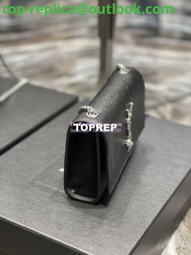 Replica YSL Saint Laurent Kate small chain bag in grain de poudre embossed leather 469390 Black silver 3 Replica YSL Saint Laurent Kate small chain bag in grain de poudre embossed leather 469390 Black silver 3