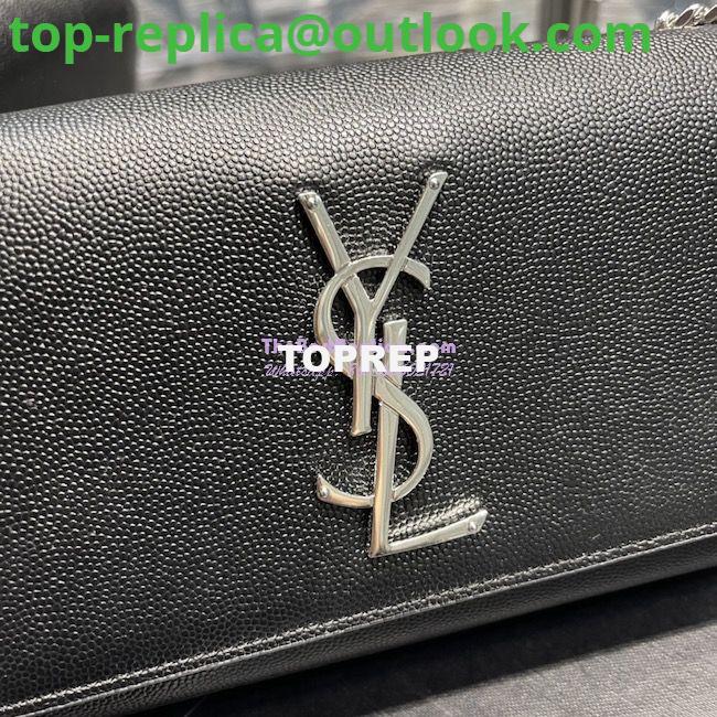 Replica YSL Saint Laurent Kate small chain bag in grain de poudre embossed leather 469390 Black silver 4 Replica YSL Saint Laurent Kate small chain bag in grain de poudre embossed leather 469390 Black silver 4