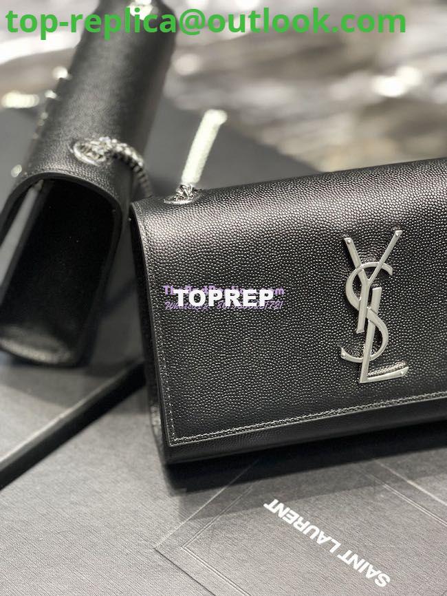 Replica YSL Saint Laurent Kate small chain bag in grain de poudre embossed leather 469390 Black silver 5 Replica YSL Saint Laurent Kate small chain bag in grain de poudre embossed leather 469390 Black silver 5