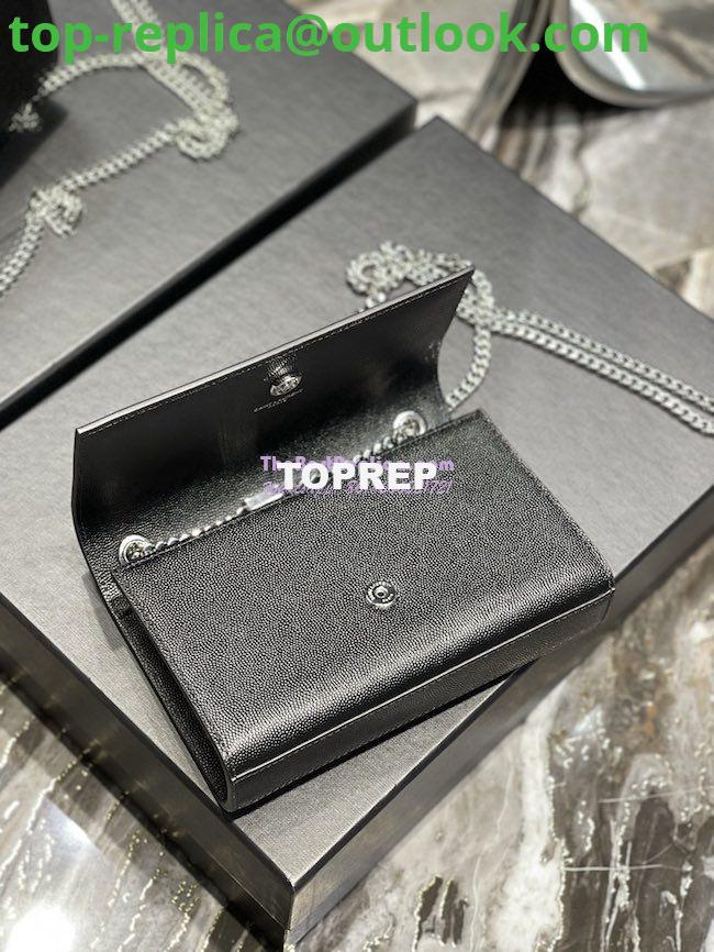 Replica YSL Saint Laurent Kate small chain bag in grain de poudre embossed leather 469390 Black silver 6 Replica YSL Saint Laurent Kate small chain bag in grain de poudre embossed leather 469390 Black silver 6