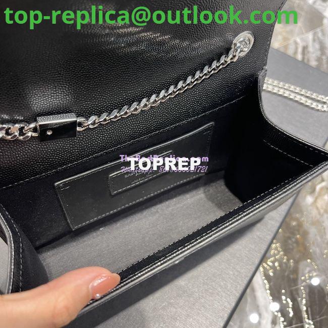 Replica YSL Saint Laurent Kate small chain bag in grain de poudre embossed leather 469390 Black silver 8 Replica YSL Saint Laurent Kate small chain bag in grain de poudre embossed leather 469390 Black silver 8