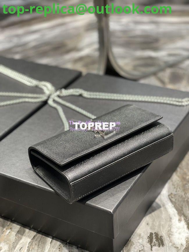 Replica YSL Saint Laurent Kate small chain bag in grain de poudre embossed leather 469390 Black silver 11 Replica YSL Saint Laurent Kate small chain bag in grain de poudre embossed leather 469390 Black silver 11