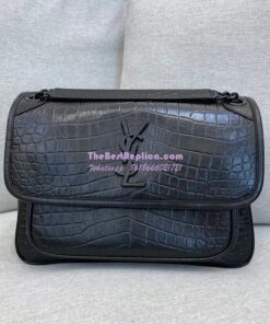 Replica YSL Saint Laurent Niki Medium Chain Bag Crocodile-embossed Leather 633151