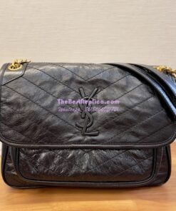 Replica YSL Saint Laurent Niki Chain Bag In Vintage Crinkled Leather Black 498894 Gold Hardware 2 Replica YSL Saint Laurent Niki Chain Bag In Vintage Crinkled Leather Black 498894 Gold Hardware 2
