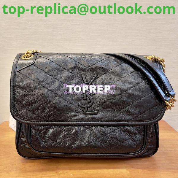 Replica YSL Saint Laurent Niki Chain Bag In Vintage Crinkled Leather Black 498894 Gold Hardware 2 Replica YSL Saint Laurent Niki Chain Bag In Vintage Crinkled Leather Black 498894 Gold Hardware 2