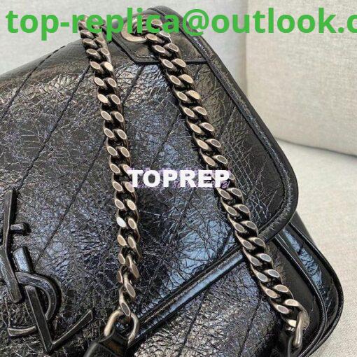 Replica YSL Saint Laurent Niki Chain Bag In Vintage Crinkled Leather Black 498894 4