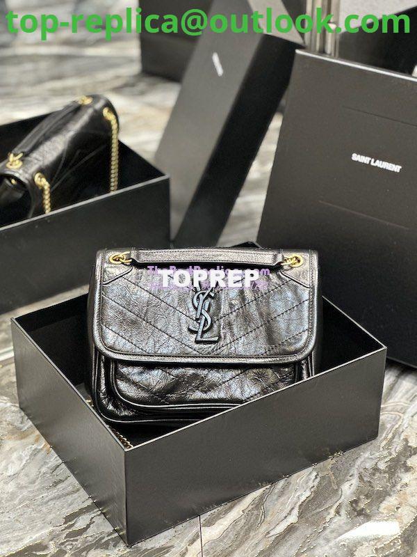 Replica YSL Saint Laurent Niki Baby In Crinkled Vintage Leather 533037 Black Gold Hardware Replica YSL Saint Laurent Niki Baby In Crinkled Vintage Leather 533037 Black Gold Hardware
