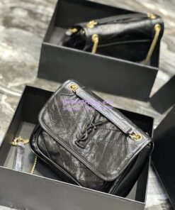 Replica YSL Saint Laurent Niki Baby In Crinkled Vintage Leather 533037 Black Gold Hardware 2 Replica YSL Saint Laurent Niki Baby In Crinkled Vintage Leather 533037 Black Gold Hardware 2