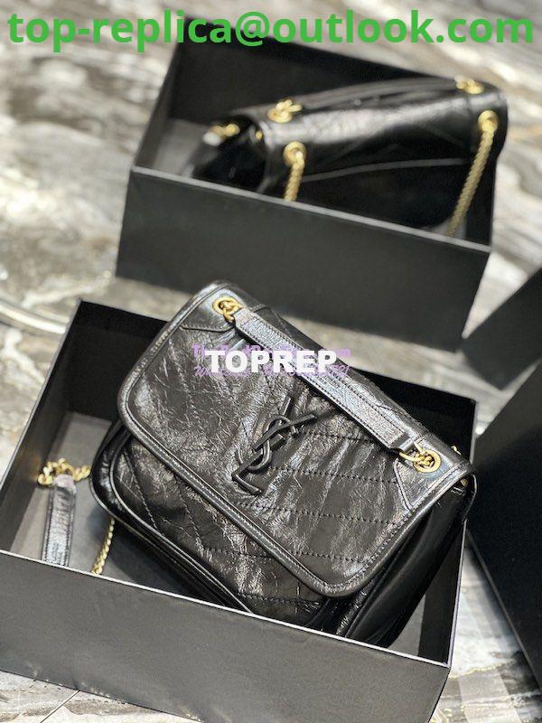 Replica YSL Saint Laurent Niki Baby In Crinkled Vintage Leather 533037 Black Gold Hardware 2 Replica YSL Saint Laurent Niki Baby In Crinkled Vintage Leather 533037 Black Gold Hardware 2