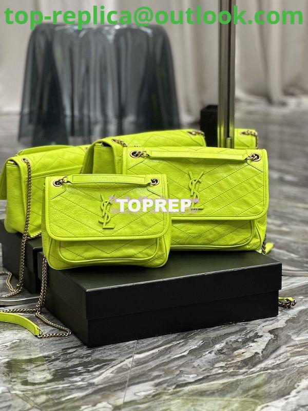 Replica YSL Saint Laurent Niki Medium Chain Bag In Crinkled Lambskin 633158 Neon Yellow Replica YSL Saint Laurent Niki Medium Chain Bag In Crinkled Lambskin 633158 Neon Yellow