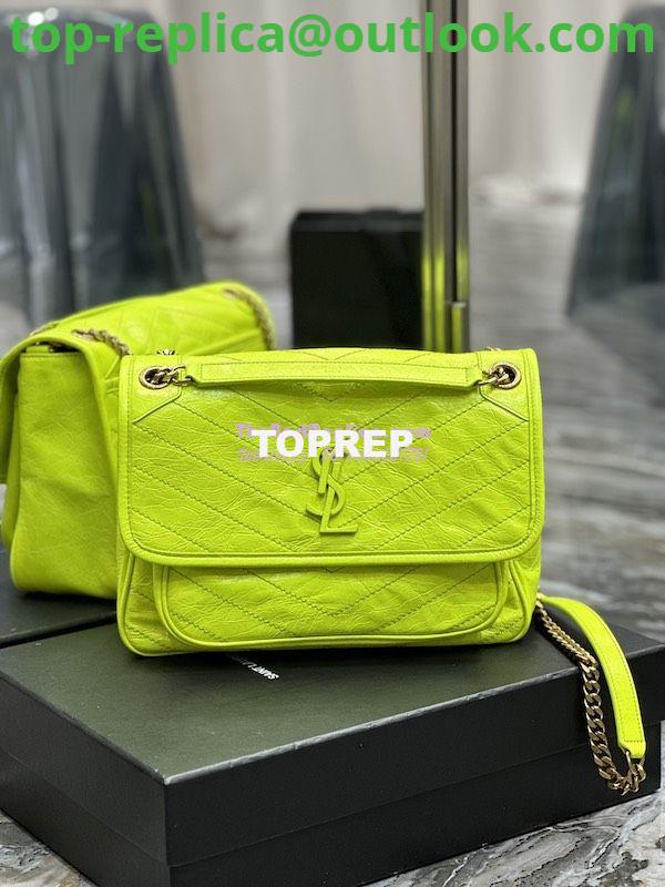 Replica YSL Saint Laurent Niki Medium Chain Bag In Crinkled Lambskin 633158 Neon Yellow 2 Replica YSL Saint Laurent Niki Medium Chain Bag In Crinkled Lambskin 633158 Neon Yellow 2