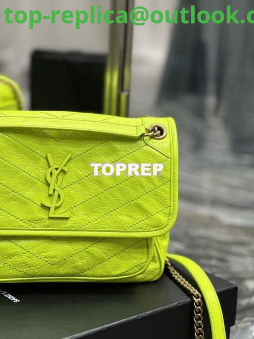 Replica YSL Saint Laurent Niki Medium Chain Bag In Crinkled Lambskin 633158 Neon Yellow 6