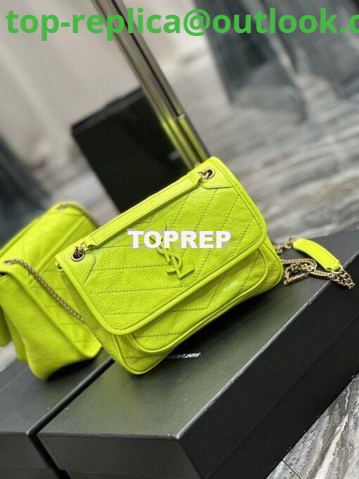 Replica YSL Saint Laurent Niki Baby Chain Bag In Crinkled Lambskin 633160 Neon Yellow 4