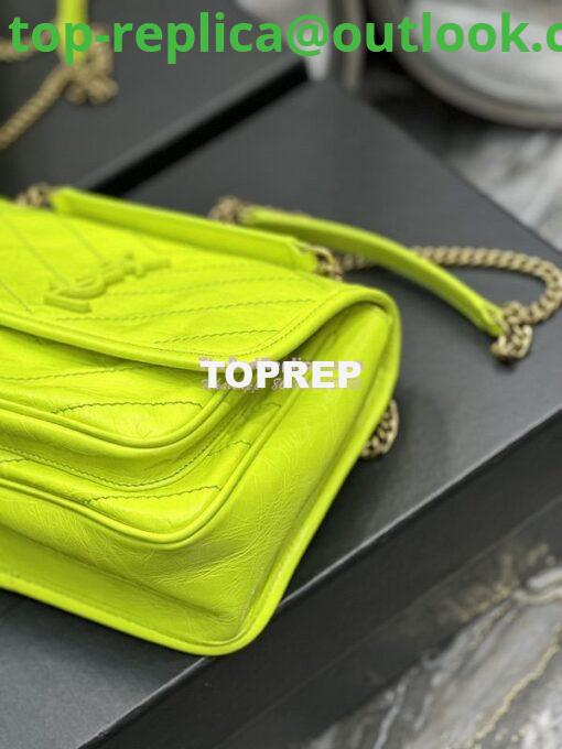 Replica YSL Saint Laurent Niki Baby Chain Bag In Crinkled Lambskin 633160 Neon Yellow 12