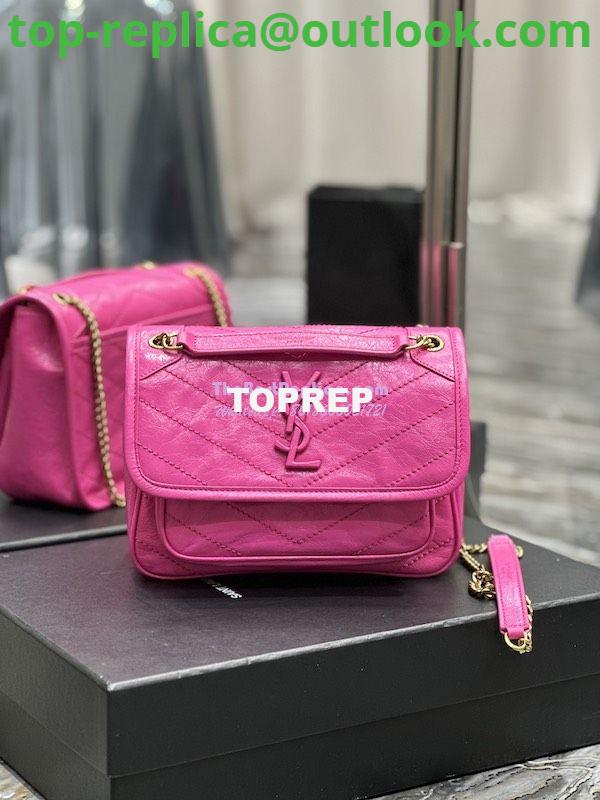 Replica YSL Saint Laurent Niki Baby Chain Bag In Crinkled Lambskin 633160 Neon Pink 2 Replica YSL Saint Laurent Niki Baby Chain Bag In Crinkled Lambskin 633160 Neon Pink 2