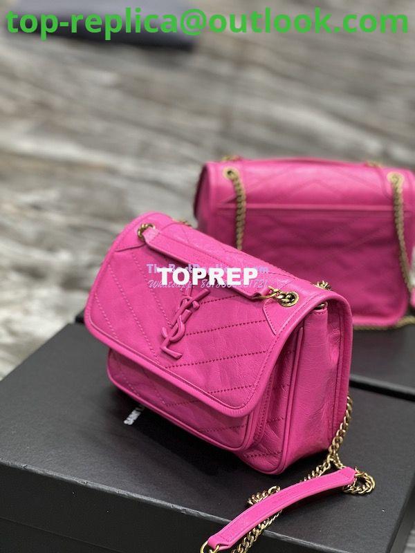 Replica YSL Saint Laurent Niki Baby Chain Bag In Crinkled Lambskin 633160 Neon Pink 5 Replica YSL Saint Laurent Niki Baby Chain Bag In Crinkled Lambskin 633160 Neon Pink 5