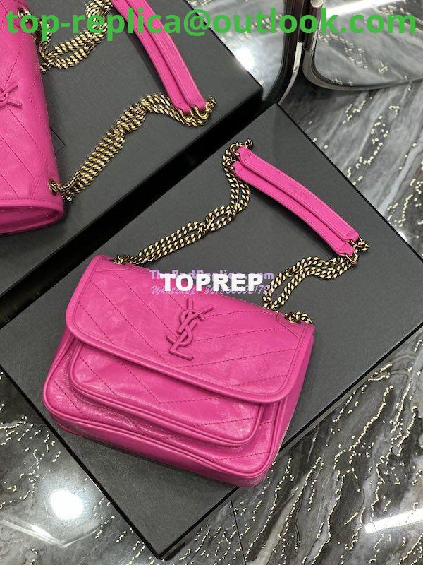Replica YSL Saint Laurent Niki Baby Chain Bag In Crinkled Lambskin 633160 Neon Pink 9 Replica YSL Saint Laurent Niki Baby Chain Bag In Crinkled Lambskin 633160 Neon Pink 9