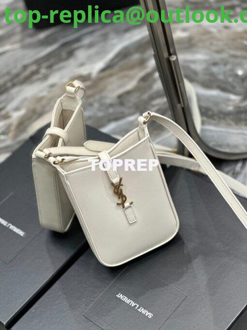 Replica YSL Saint Laurent Le 5 à 7 mini vertical in white vegetable-tanned leather 735214 3