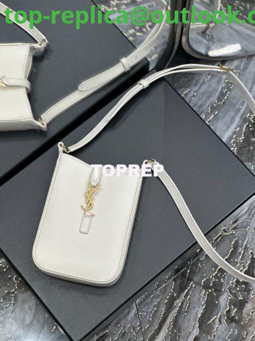 Replica YSL Saint Laurent Le 5 à 7 mini vertical in white vegetable-tanned leather 735214 8