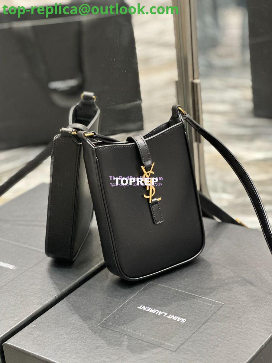 Replica YSL Saint Laurent Le 5 à 7 mini vertical in black vegetable-tanned leather 735214 3 Replica YSL Saint Laurent Le 5 à 7 mini vertical in black vegetable-tanned leather 735214 3