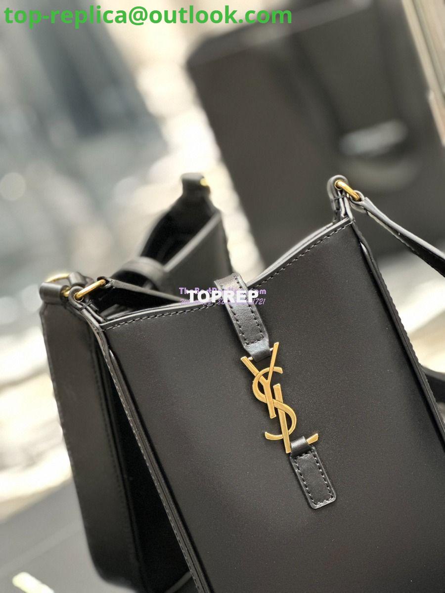 Replica YSL Saint Laurent Le 5 à 7 mini vertical in black vegetable-tanned leather 735214 4 Replica YSL Saint Laurent Le 5 à 7 mini vertical in black vegetable-tanned leather 735214 4