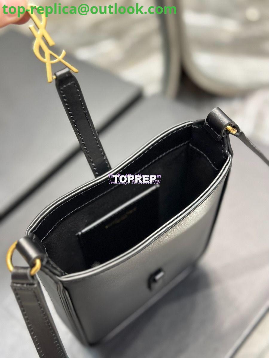 Replica YSL Saint Laurent Le 5 à 7 mini vertical in black vegetable-tanned leather 735214 5 Replica YSL Saint Laurent Le 5 à 7 mini vertical in black vegetable-tanned leather 735214 5