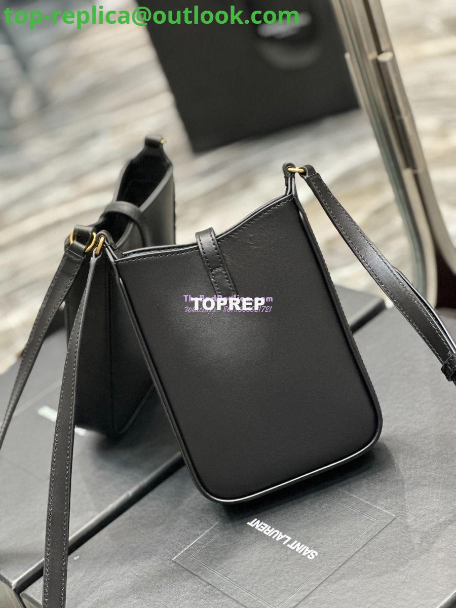 Replica YSL Saint Laurent Le 5 à 7 mini vertical in black vegetable-tanned leather 735214 7 Replica YSL Saint Laurent Le 5 à 7 mini vertical in black vegetable-tanned leather 735214 7