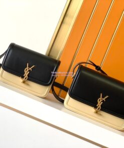 Replica YSL Saint Laurent Solferino Soft Satchel In Box Leather 635025 Black mix White Gold Hardware