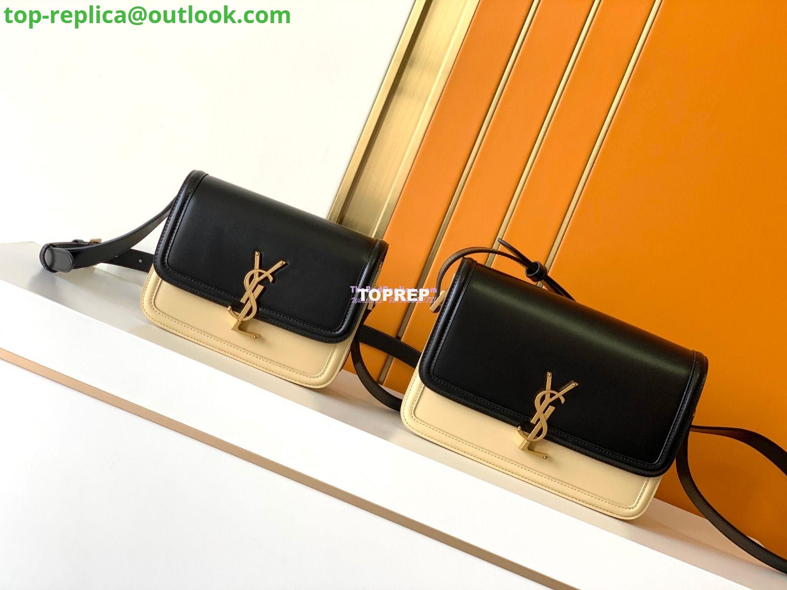 Replica YSL Saint Laurent Solferino Soft Satchel In Box Leather 635025 Black mix White Gold Hardware Replica YSL Saint Laurent Solferino Soft Satchel In Box Leather 635025 Black mix White Gold Hardware
