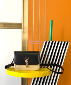 Replica YSL Saint Laurent Solferino Soft Satchel In Box Leather 635025 Black mix White Gold Hardware 2