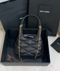 Replica YSL Saint Laurent Sade Hobo In Lambskin 7936081 Black 2