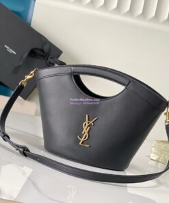 Replica YSL Saint Laurent Celia Smooth Leather Mini Tote Bag 7910690 Black 2