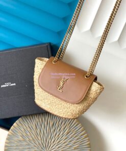 Replica YSL Saint Laurent Mini Manon In Raffia Naturel And Brick 774269