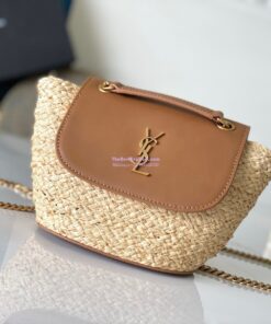 Replica YSL Saint Laurent Mini Manon In Raffia Naturel And Brick 774269 2