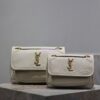 Replica Saint Laurent YSL Uptown Pouch in Canvas and Smooth Leather Beige 18