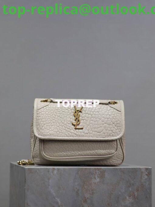 Replica Saint Laurent YSL Niki Bags in Grained Lambskin, Bronze-Toned Hardware 633179 white 3