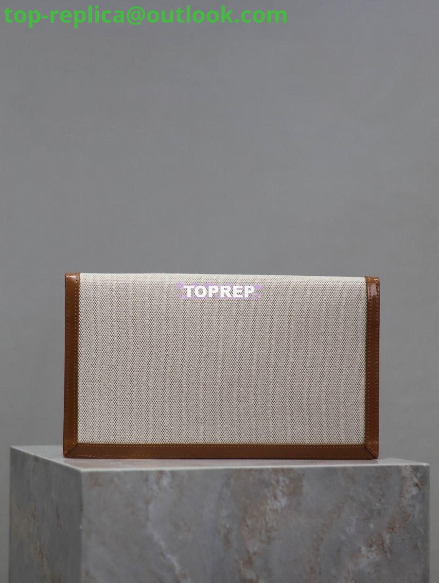 Replica Saint Laurent YSL Uptown Pouch in Canvas and Smooth Leather Beige 4 Replica Saint Laurent YSL Uptown Pouch in Canvas and Smooth Leather Beige 4