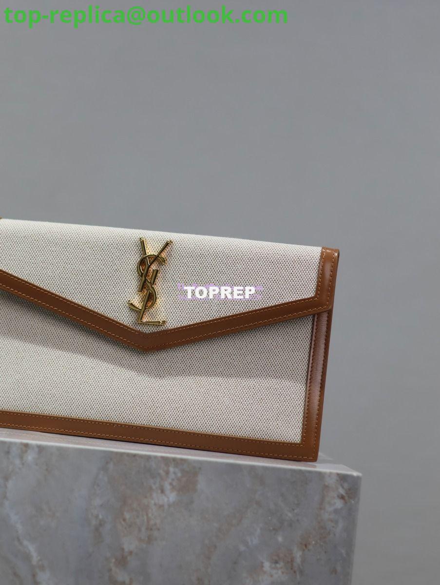 Replica Saint Laurent YSL Uptown Pouch in Canvas and Smooth Leather Beige 5 Replica Saint Laurent YSL Uptown Pouch in Canvas and Smooth Leather Beige 5