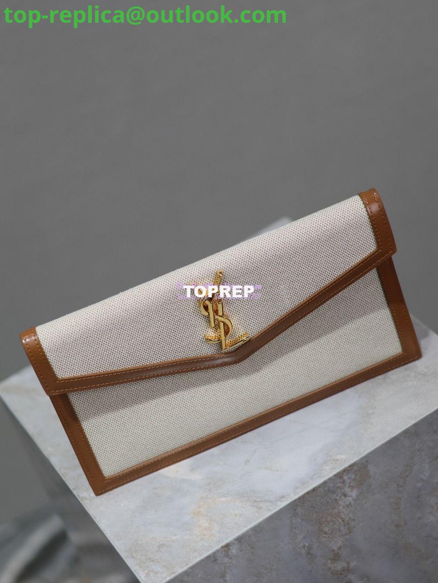 Replica Saint Laurent YSL Uptown Pouch in Canvas and Smooth Leather Beige 6 Replica Saint Laurent YSL Uptown Pouch in Canvas and Smooth Leather Beige 6