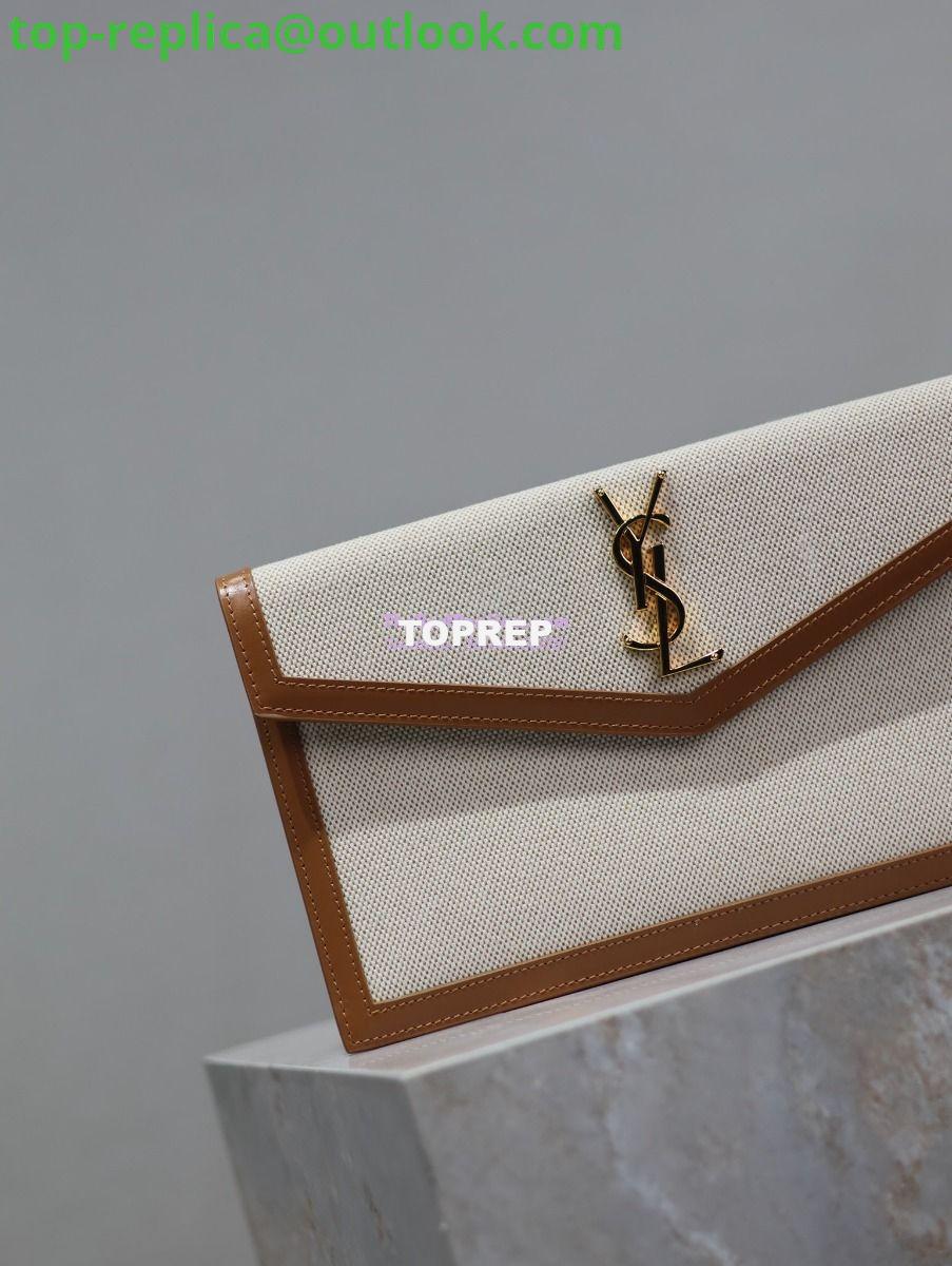 Replica Saint Laurent YSL Uptown Pouch in Canvas and Smooth Leather Beige 8 Replica Saint Laurent YSL Uptown Pouch in Canvas and Smooth Leather Beige 8