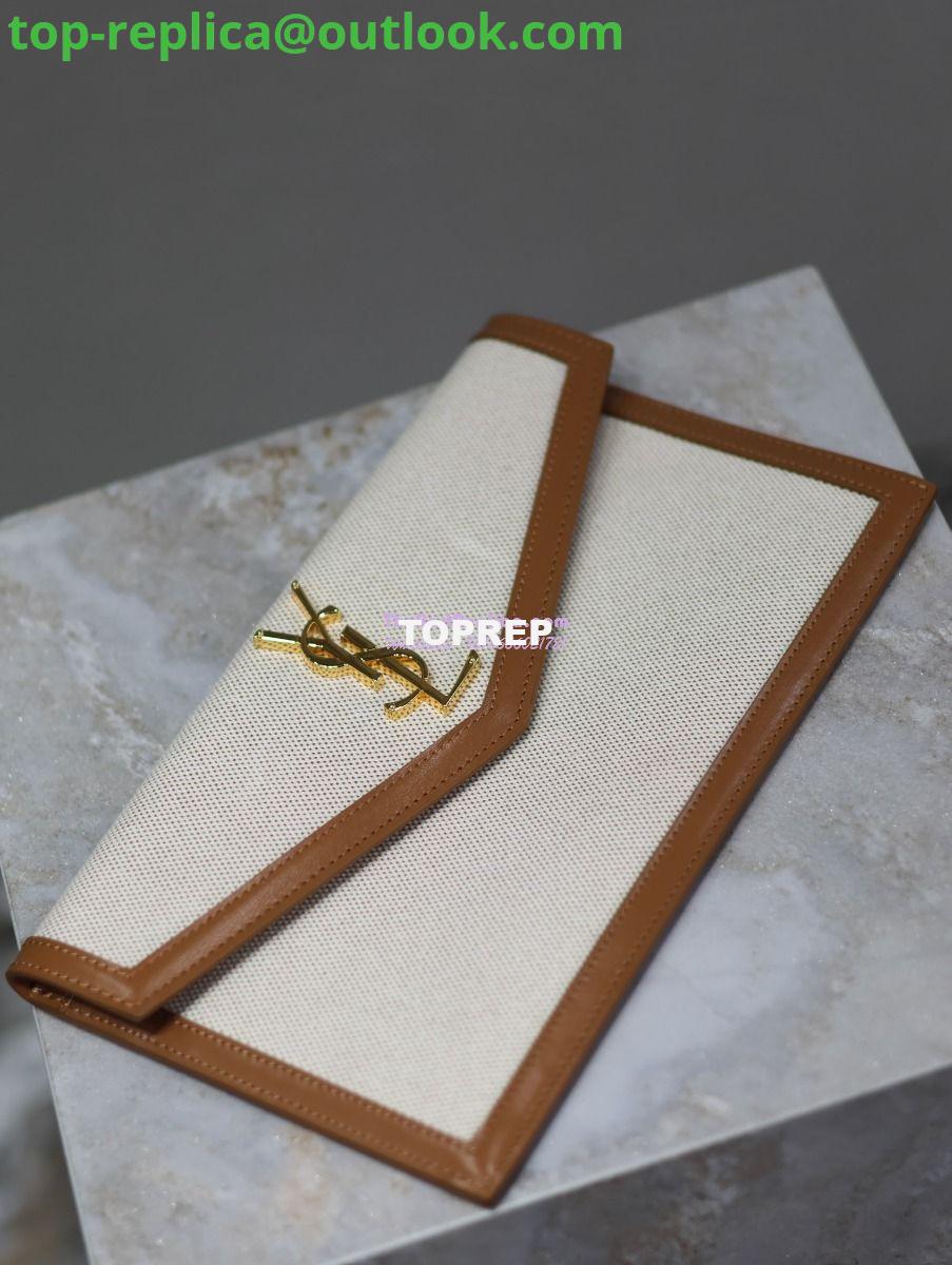 Replica Saint Laurent YSL Uptown Pouch in Canvas and Smooth Leather Beige 10 Replica Saint Laurent YSL Uptown Pouch in Canvas and Smooth Leather Beige 10