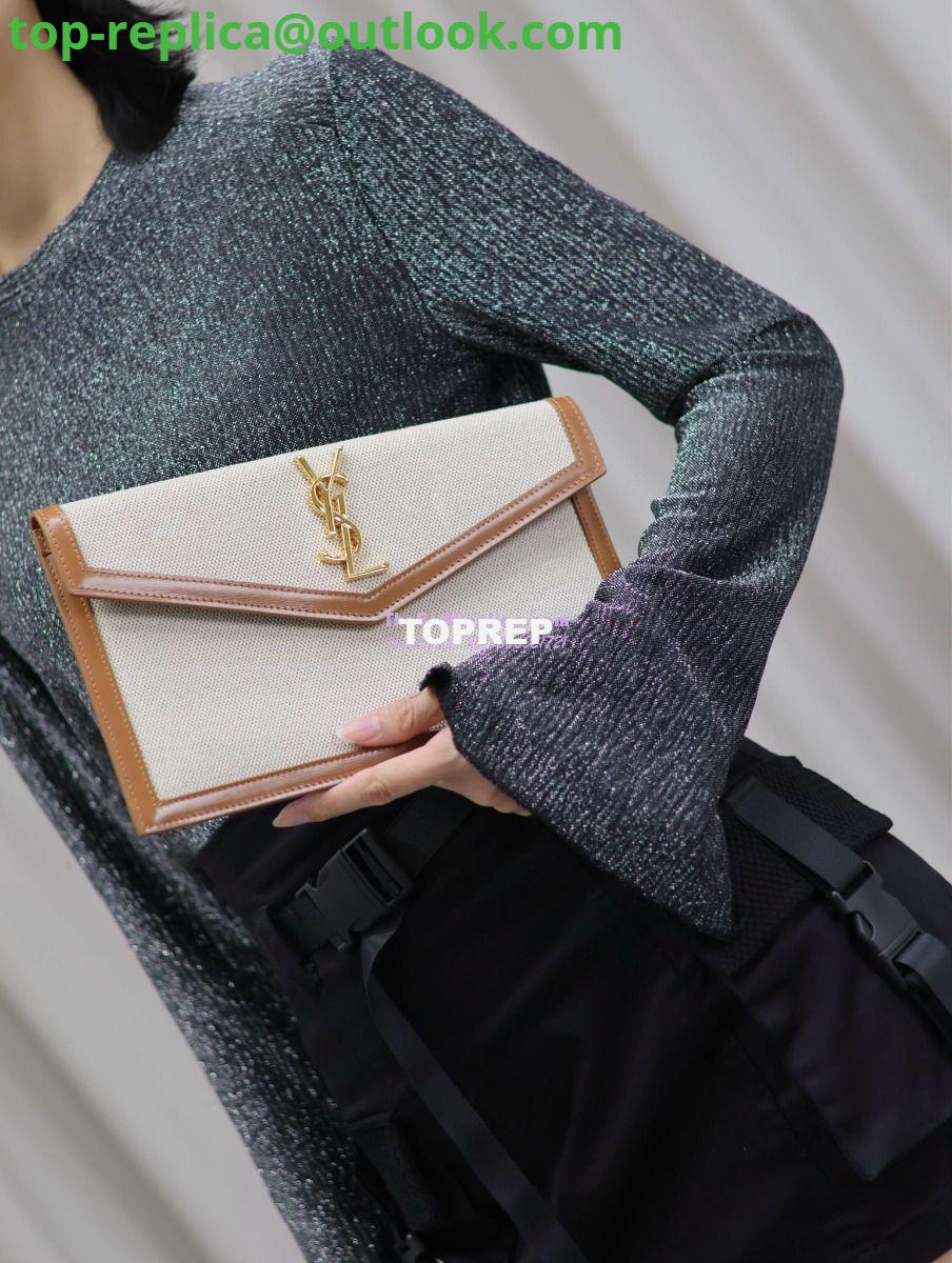 Replica Saint Laurent YSL Uptown Pouch in Canvas and Smooth Leather Beige 13 Replica Saint Laurent YSL Uptown Pouch in Canvas and Smooth Leather Beige 13