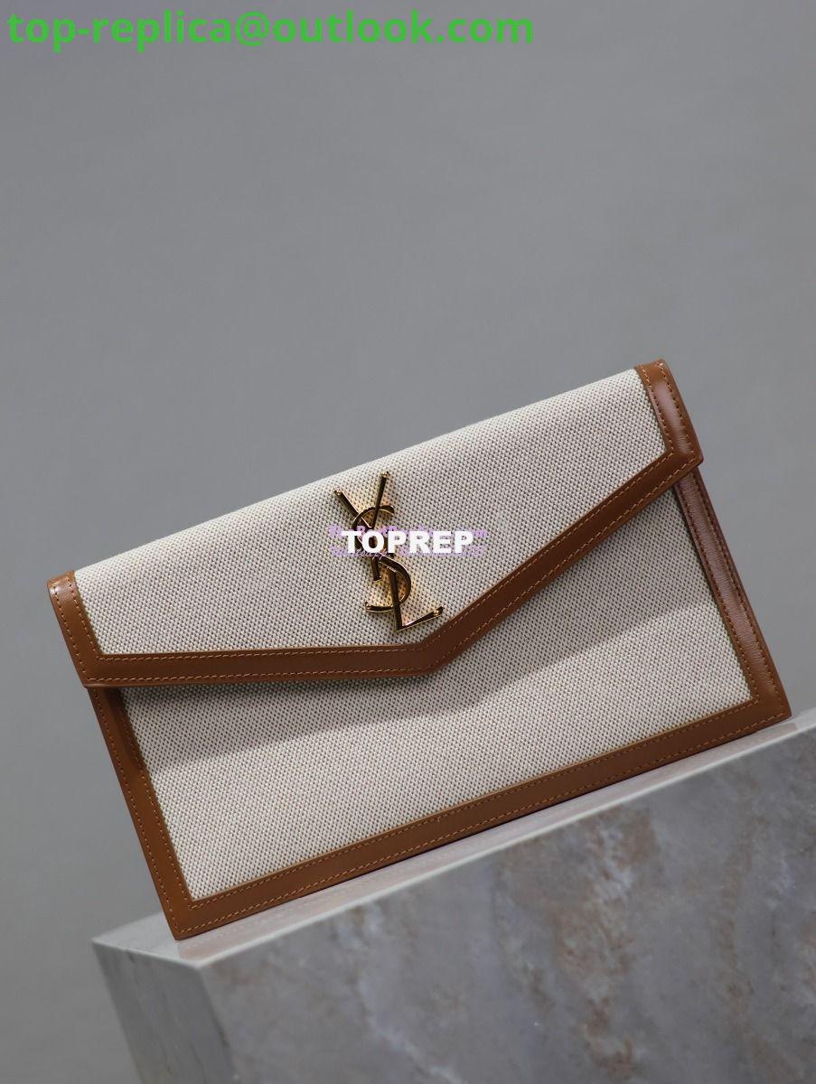 Replica Saint Laurent YSL Uptown Pouch in Canvas and Smooth Leather Beige 16 Replica Saint Laurent YSL Uptown Pouch in Canvas and Smooth Leather Beige 16
