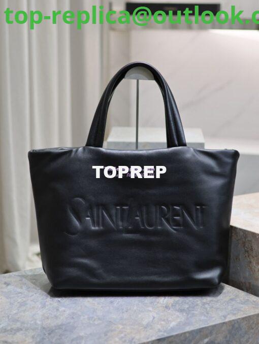 Replica Saint Laurent YSL Embossed Padded Leather Tote Bag Black