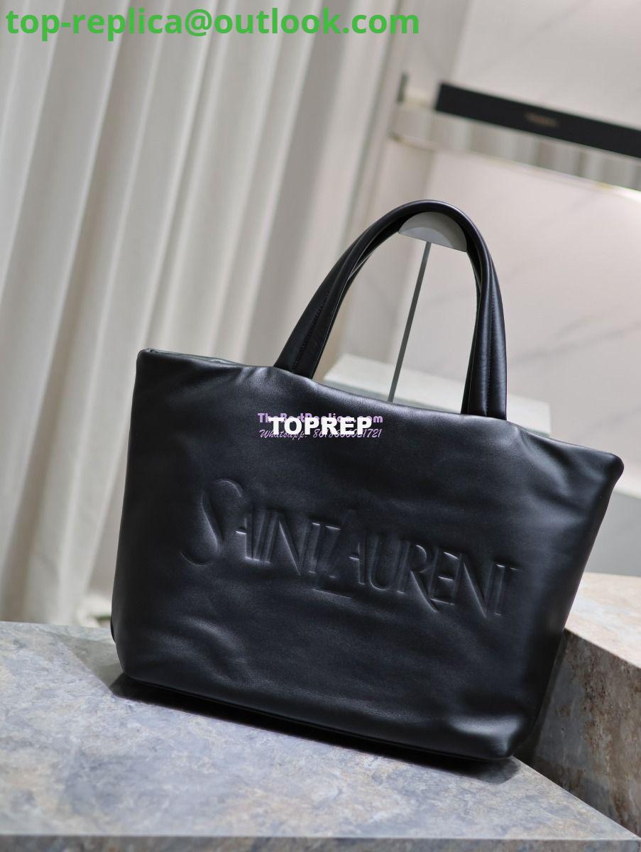 Replica Saint Laurent YSL Embossed Padded Leather Tote Bag Black 2 Replica Saint Laurent YSL Embossed Padded Leather Tote Bag Black 2