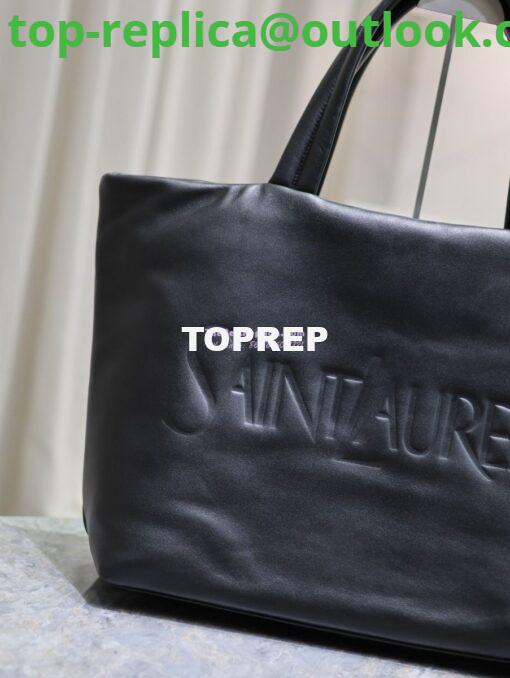 Replica Saint Laurent YSL Embossed Padded Leather Tote Bag Black 3