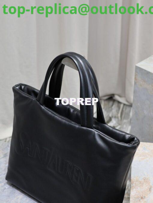 Replica Saint Laurent YSL Embossed Padded Leather Tote Bag Black 5