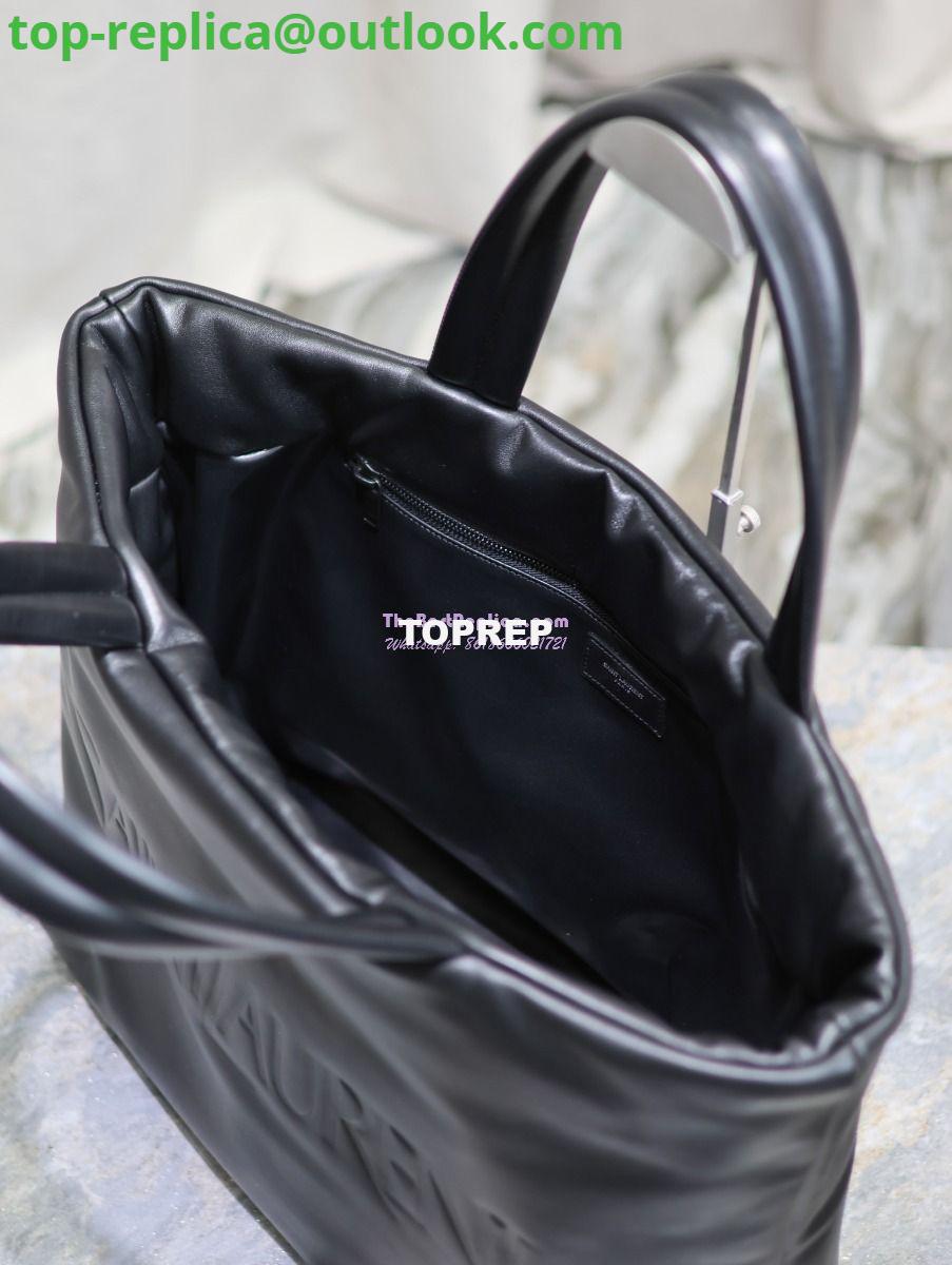 Replica Saint Laurent YSL Embossed Padded Leather Tote Bag Black 6 Replica Saint Laurent YSL Embossed Padded Leather Tote Bag Black 6